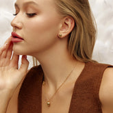 Amora Mini Set Gold-Tone Heart Stud Earrings & Double Heart Necklace